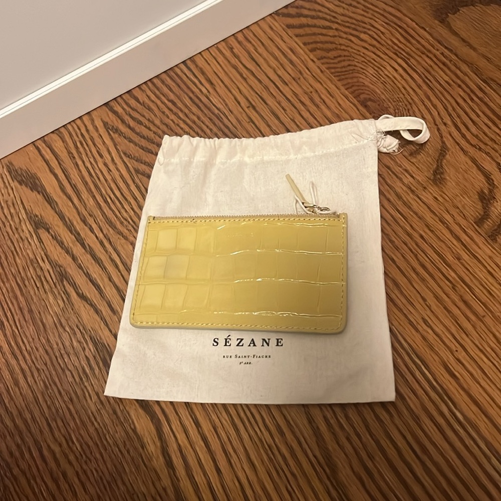 Sézane Alfred buttercup Yellow Croc-Embossed Card Holder